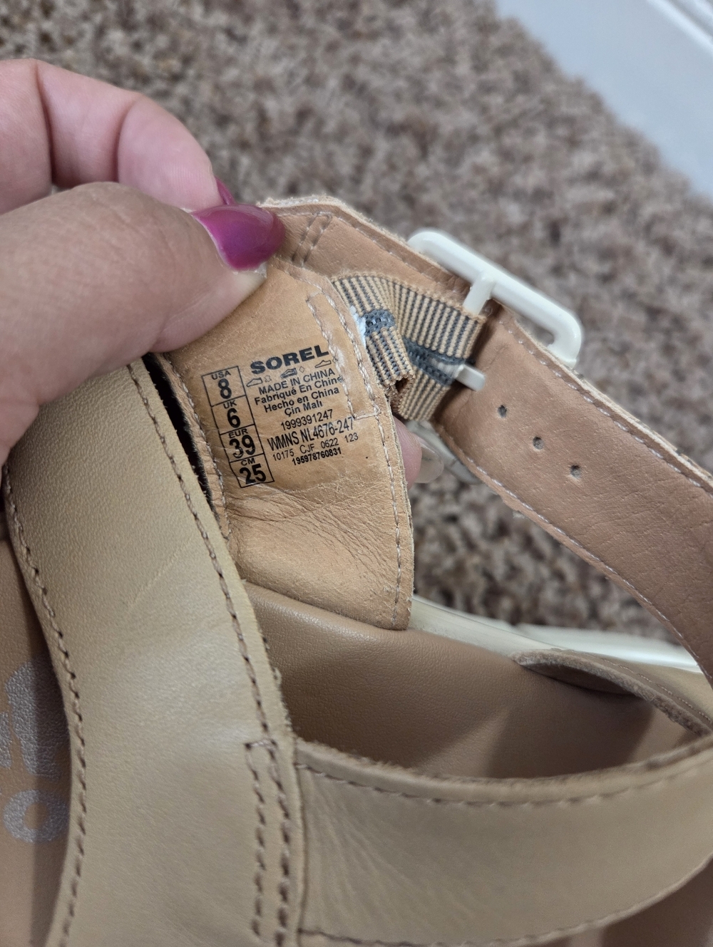 SOREL Joanie III Ankle Strap Wedge Platform Sandal in Honest Beige/Chalk - Picture 11 of 11